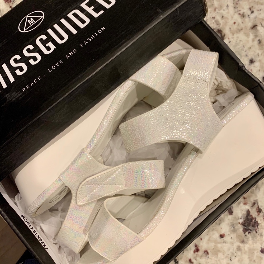 Brand New Missguided White Snake Skin Sandals